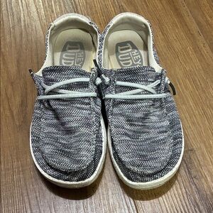 Hey Dude Black and White Woven Loafers